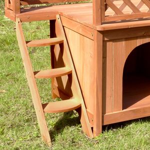 <span class=keywords><strong>Casa</strong></span> Elevada para Perros <span class=keywords><strong>de</strong></span> Madera con Balcón y Escalera para Uso en Exteriores, para Mascotas Pequeñas y Medianas - Product Image 4