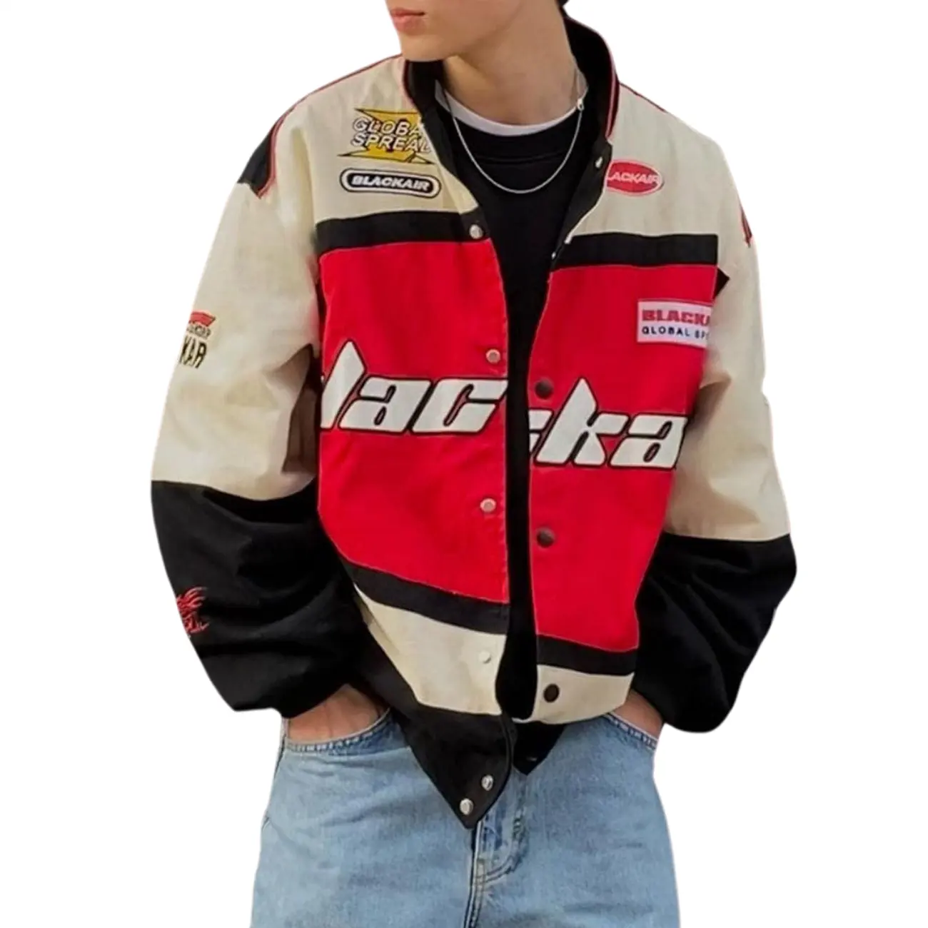 Куртка оверсайз Университетская ветрозащитная с вышивкой и логотипом, американская Ретро Хип-Хоп унисекс гоночная куртка оптом