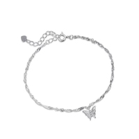 Bracelet FY-0021 en zircon taille princesse papillon, argent sterling S925 plaqué platine, style forêt simple et élégant, luxe léger