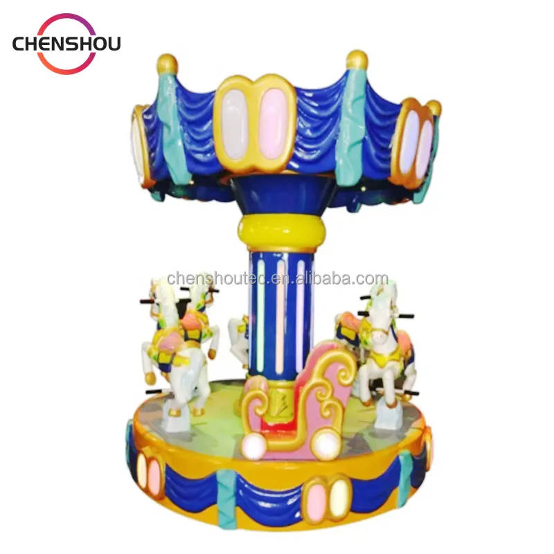 3 Pemain Mini Fairground Rides Carousel Kecil Merry Go Round Carousel untuk Dijual