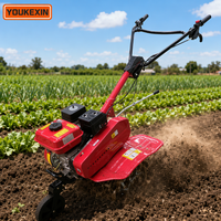 Motoculteur à essence personnalisé YKX avec transmission par courroie, mini-cultivateur rotatif, motoculteur à essence poussé à la main avec charrue et remorque