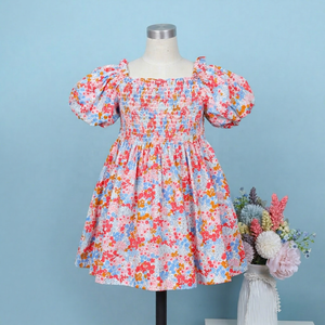 Vestido Infantil Personalizado Hecho a Mano en Kansai, Diseño 3D con Estampado Floral Colorido, 100% Algodón, Certificado OEKO-TEX, BB3261, OEM, ODM - Product Image 1