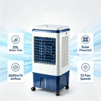 Ventilateur sur pied OEM personnalisé avec réservoir d'eau en plastique de 20 L, alimenté à l'énergie solaire renouvelable, économie d'énergie, refroidissement rapide, purificateur d'air