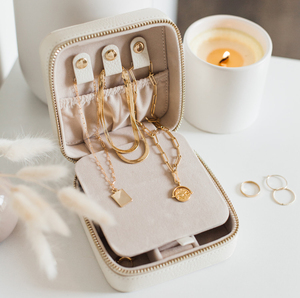 Square design pu leather jewelry box necklace women jewellery storage box travel jewelry case with mirror