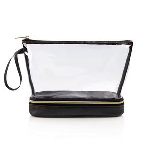 Portable PVC Makeup <b>Bag</b> Waterproof Double-layer <b>Clear</b> Cosmetic <b>Bag</b> Large Capacity Dry and Wet Separation <b>Toiletry</b> <b>Bag</b> - Product Image 1
