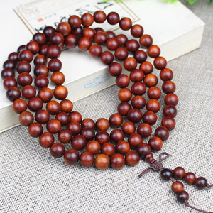 Indian Rosewood 108 Beads Buddhist Prayer <b>Bracelet</b> High Density <b>Red</b> Clay Unisex Religious Ceremony Jewelry - Product Image 4