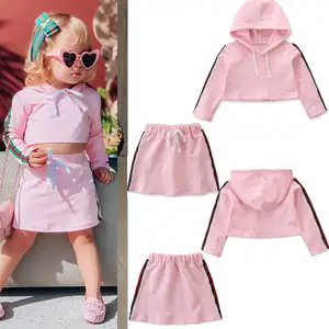 Korea Stil Mädchen 2 Pcs kleidung Set kinder herbst Sweatshirt + Rock rosa outfits Herbst Baumwolle Mode Mädchen Anzüge