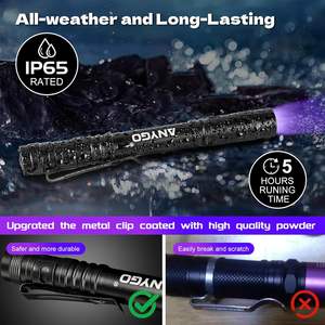 Lampe UV 395nm avec clip, lumière noire portable pour la détection d'urine d'animaux et la polymérisation de la résine, conception compacte et rechargeable - Product Image 3