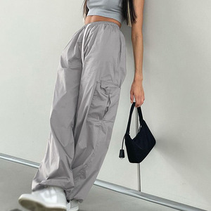 Pantalones cargo sueltos con cordones personalizados, pantalones de moda de color sólido para ropa de calle de mujer/ - Product Image 3