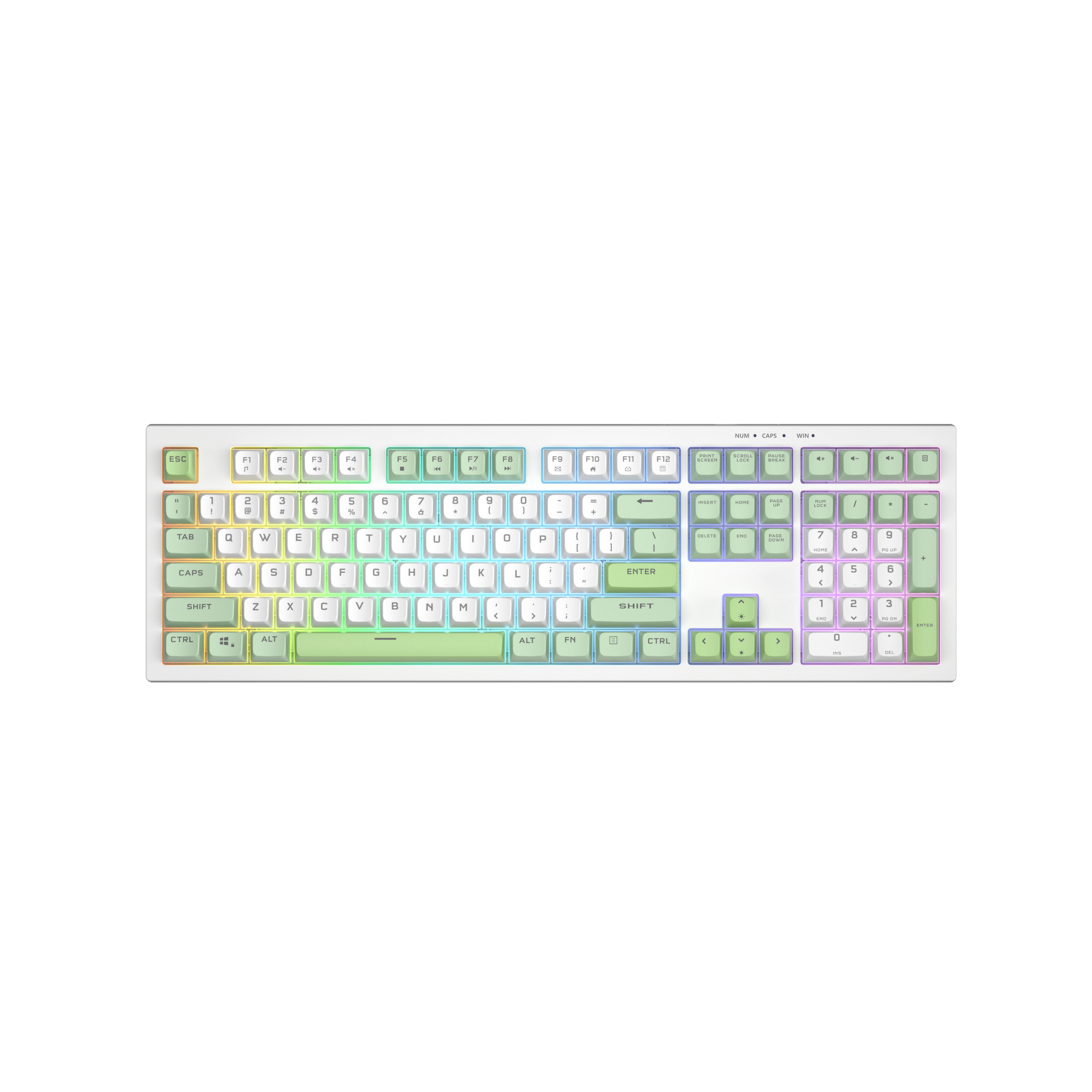 BM108-Blanc et Vert-108 touches