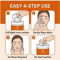 Lingettes professionnelles personnalisées pour enlever la teinture capillaire, lingettes démaquillantes pour la couleur des cheveux, douces pour la peau, en boîte pratique
