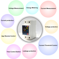 Disjoncteur intelligent WiFi Tuya, protecteur de tension MCB, gadgets intelligents pour la maison NIN, mesure de la consommation d'énergie, 63A AC220V IP20 6kA