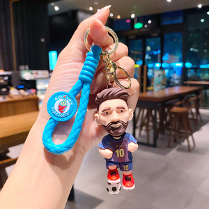 Anime Figure 3D Cartoon Pendentif Accessoires Cute Football Action Figures Messi <span class=keywords><strong>Ronaldo</strong></span> Football Star Keyring Rubber Keychain - Product Image 4