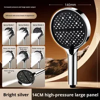 Pommeau de douche à effet pluie en silicone sous pression 7 réglages Grand panneau Réglage en continu Triple sortie d'eau Finition chromée Toilette