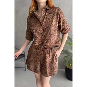 Aerobin Conjunto de camisa y pantalones cortos de lino para mujer, informal, transpirable, para primavera y verano DO - Product Image 3