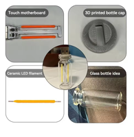 Lámpara Nocturna de Botella de Vidrio LED de Cerámica USB, Control Táctil, Mini Lámpara Romántica para Computadora, Luz Ambiental para Auto