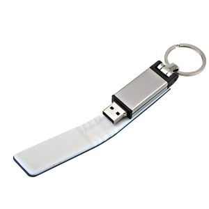 Chiavetta USB 2.0 in Pelle Blu 22x105mm, 128GB con 32GB di Memoria Integrata, Logo Stampato per Uso Promozionale o Regalo - Product Image 2
