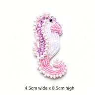 Appliques 3D perlées et à sequins faites à la main, style français, à coudre, avec motifs Hippocampe, Palmier, Cactus, Oeil protecteur, en PVC Premium