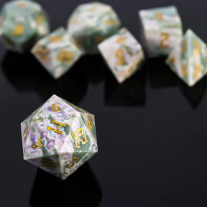 Set di dadi in pietra fiore di prugna DND dadi in pietra DND dadi per dungeon e draghi RPG - Product Image 1