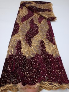 NI.AI Hot Sales LY921 French <strong>Velvet</strong> <strong>Lace</strong> Luxury Sequin <strong>Lace</strong> Rhinestone <strong>Lace</strong> Fabric for Wedding Dress - Product Image 6