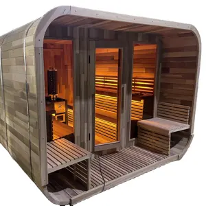 Outdoor High Quality Red Cedar Cube Sauna Traditional Steam Sauna For 6 Person For Sale