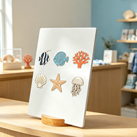 Nouveau Tableau Magnétique Autonome Miniature avec Base en Bois pour Affichage de Bureau à Domicile