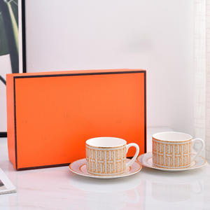 Ensemble de tasses et d'assiettes à café en porcelaine fine européenne de luxe pour la décoration de la maison, ensemble de tasses à thé en porcelaine pour la cuisine - Product Image 2