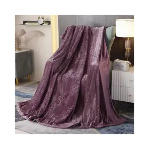 Hot Selling Soft Breathable Solid Color Embossed Flannel Throw Blanket Fleece Blanket