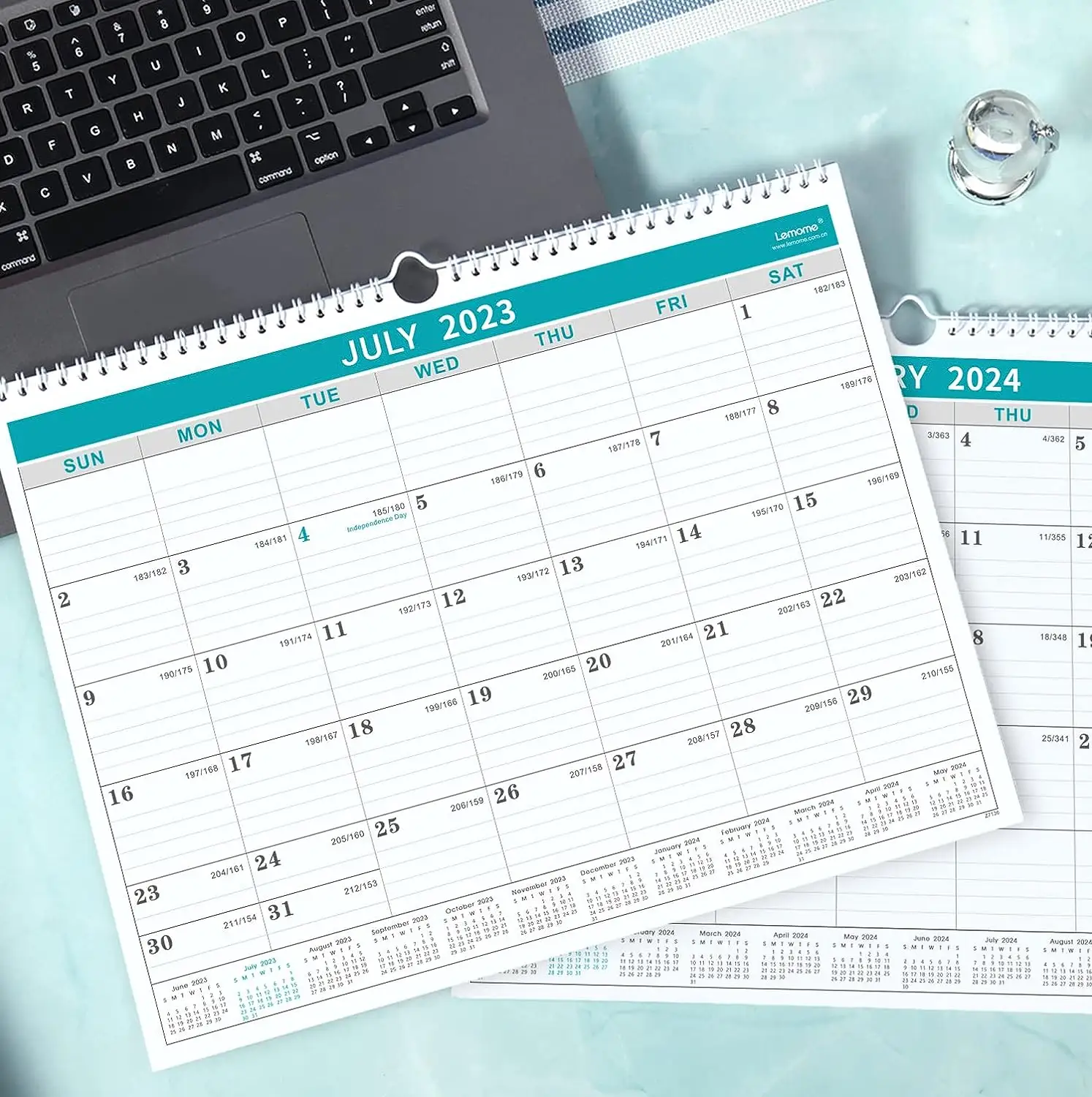 Kalender 2023-2024 - 18 Monatlicher Wandkalender 2023 von Juli 2023 bis Dezember 2024, 2023-2024 Kalender mit Julian Date