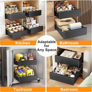 OEM ODM Étagères de rangement à tiroir <span class=keywords><strong>coulissant</strong></span> extensible à revêtement de poudre à usage intensif Organisateur d'armoire extractible pour <span class=keywords><strong>placard</strong></span> de cuisine - Product Image 6