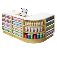 Comptoir d'angle multifonctionnel simple avec vitrine intégrée pour tabac et vin, idéal pour les détaillants