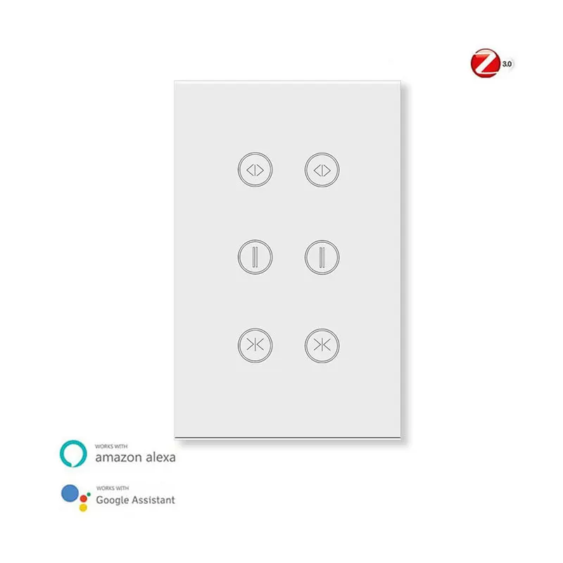 แผงสัมผัสม่านคู่อัจฉริยะรองรับรีโมทคอนโทรล APP, สวิตช์ม่านคู่อัจฉริยะ Tuya Zigbee AU / US, 118 * 72 มม.