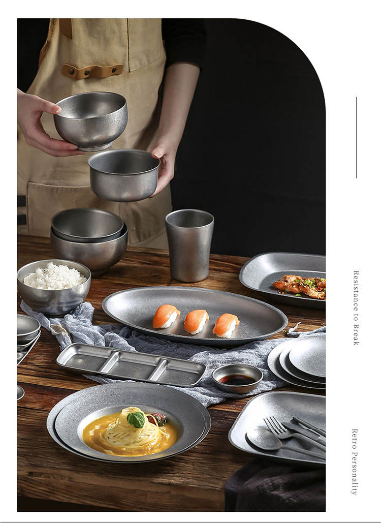 Vintage Stainless Steel Outdoor Dining Set for Camping Events