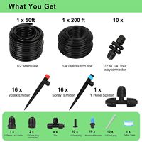 Système d'irrigation goutte à goutte pour jardin, kit d'arrosage rapide avec tubes d'irrigation de 1/2" et 1/4" pour serres et bacs surélevés