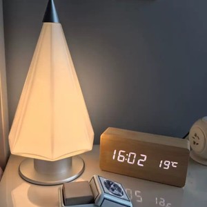 Seeking <b>Light</b> Island Cedar <b>Night</b> <b>Light</b> Rechargeable Ambient Lamp Touch Control Geometric Tulip Shape Bedroom Decoration Gift - Product Image 3