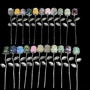 Kristal Kerajinan Tangan Berkualitas Tinggi, Ukiran Kristal Alami Campuran Bahan Bentuk Bunga Mawar untuk Dekorasi & Hadiah - Product Image 1