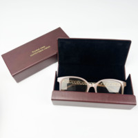 Boîte de rangement pour lunettes de soleil en cuir PU rouge vin de qualité supérieure, étui rigide rectangulaire pour lunettes avec personnalisation de la marque