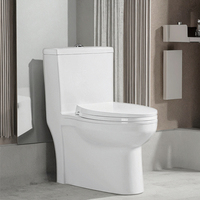 WC monobloc en céramique moderne de Chaozhou, à poser au sol, à double chasse, pour usage hôtelier, avec évacuation en S, siège blanc, télécommande