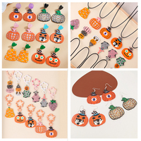 Lot de 10 pendentifs tendance LZW pour Halloween, breloques créatives fantôme et citrouille en acrylique imprimé, pour la fabrication de bijoux DIY et colliers