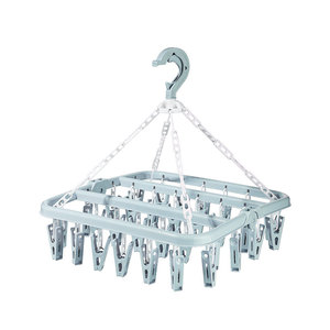 <b>Plastic</b> Hanging Clothes <b>Rack</b> 32 Clips Rectangle Design For Socks And Underwear Drying Portable Indoor Use - Product Image 5