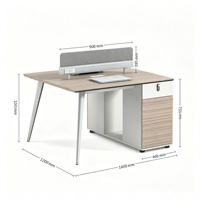 Poste de travail modulaire moderne pour employés de bureau, bureau d'ordinateur en bois avec armoire latérale