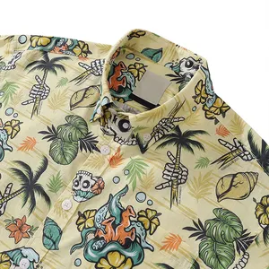 Groothandel Leverancier Hawaiiaanse Shirts Fabrikant Custom Patroonprint Zomer Heren Strandshirt