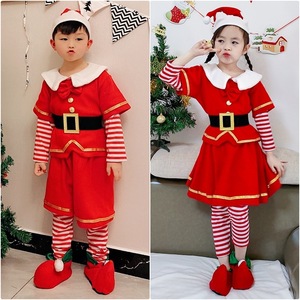 Disfraz de Duende Navideño para Niños, Vestido Rojo de Lana de Color Sólido, Traje para Actuaciones Preescolares, Niños y Niñas - Product Image 5
