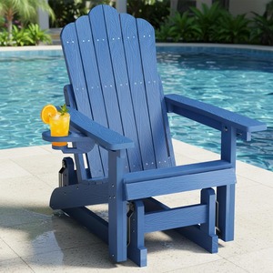 Fauteuil à bascule contemporain d'<span class=keywords><strong>extérieur</strong></span> <span class=keywords><strong>en</strong></span> HDPE avec dossier réglable <span class=keywords><strong>en</strong></span> 3 positions, porte-gobelets toutes saisons, capacité de 400 lb (bleu) - Product Image 1