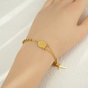 Bracelet rétro et minimaliste en acier inoxydable plaqué or 18 carats pour homme et femme, bijoux de style exorciste - Product Image 4