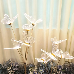 Nouveau style, 5 têtes de papillons en acrylique, lumières LED lumineuses pour allée, éclairage de scène pour mariage, décoration d'événements - Product Image 3