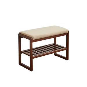 Solid Wood Shoe <b>Bench</b> Walnut Color With <b>Cushion</b> <b>Storage</b> Rack Organizer - Product Image 3