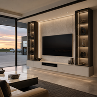 Mueble de TV Moderno y Lujoso Personalizado, Mueble para Televisor con Almacenamiento en Cajones para Sala de Estar, Hecho a Medida con Dimensiones Personalizadas