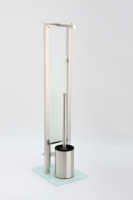 Ensemble brosse et porte-rouleau de papier toilette autoportant en acier inoxydable noir, écologique et moderne, forme carrée, pour hôtels et salles de douche