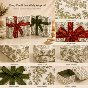 Custom Logo <strong>Christmas</strong> Luxury Ribbon Bow Pattern Rigid Cardboard Wedding Holiday Present Retail Packaging <strong>Paper</strong> Box - Product Image 3